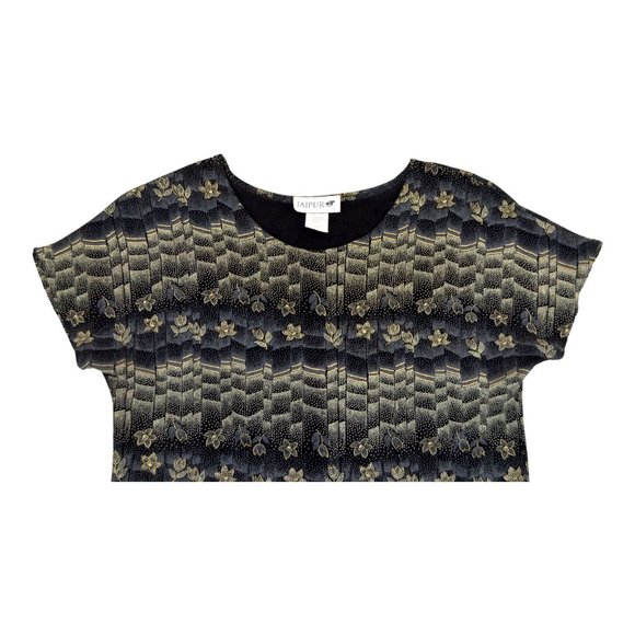 Jaipur Women Top Size L Large Floral Fitted Stretch Hand Wash 92%‎ Acetate - Picture 3 of 4